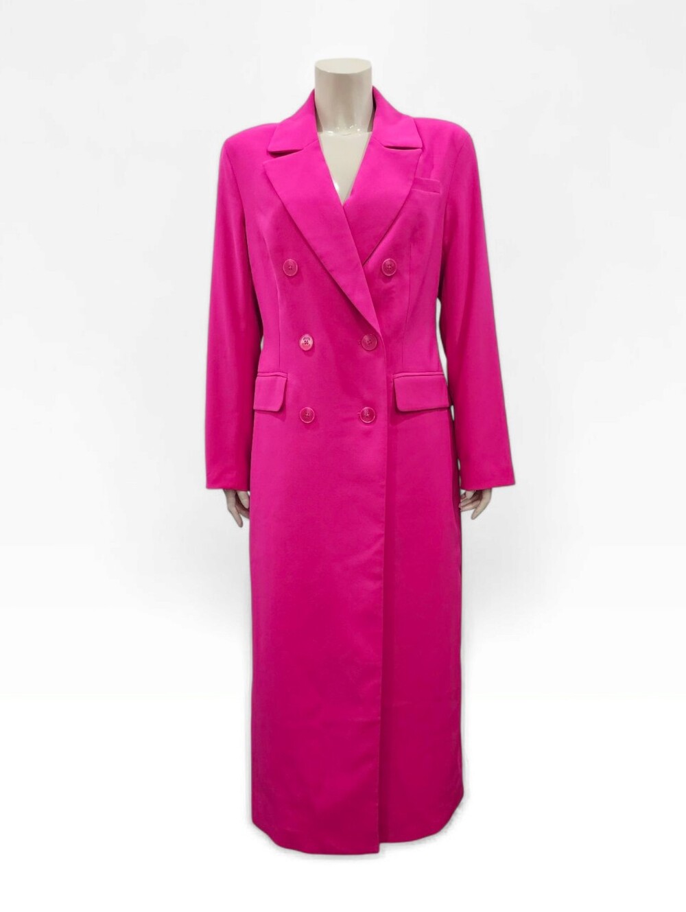 EXPRESS Women Hot Pink Double Breasted Maxi Trench Coat M